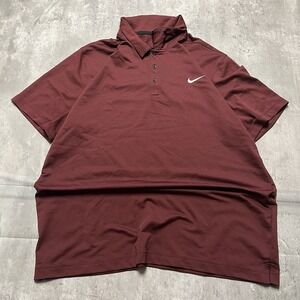 Nike Golf Dri-Fit Performance Polo Shirt Men's Red White  Swoosh Sz  XL